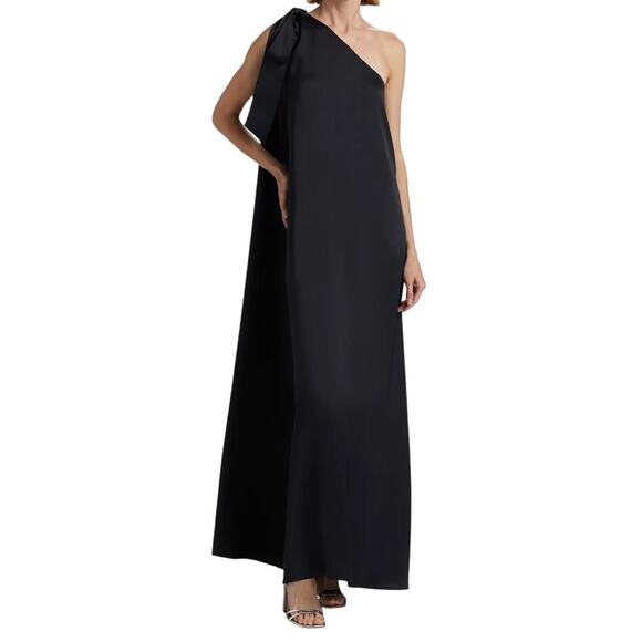Ramy Brook Benita Asymmetric A-line gown dress black size 12 - Picture 1 of 9